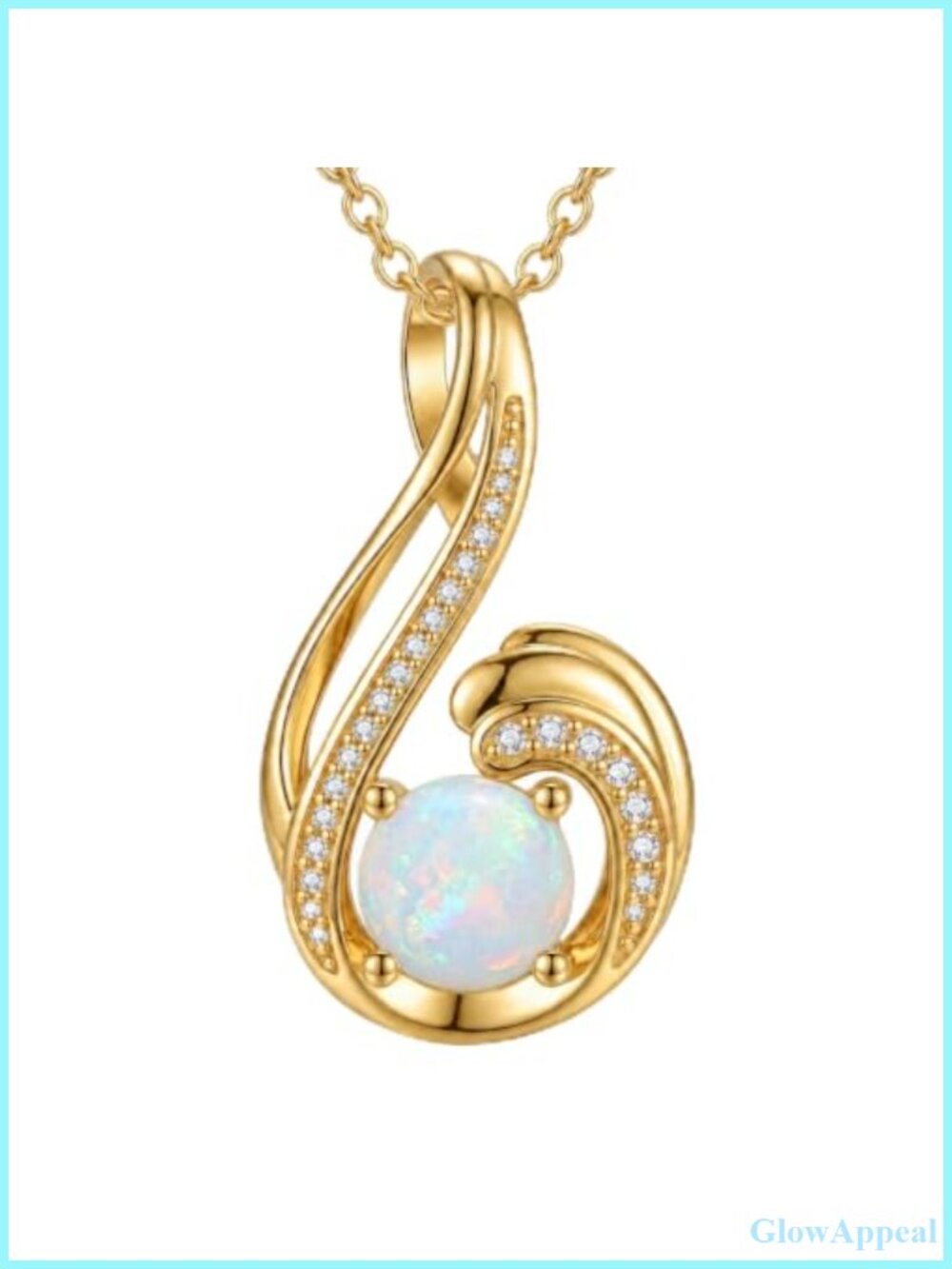 14k Gold Plated Opal Birthstone Pendant Necklace Teardrop